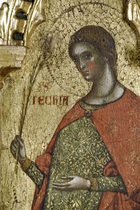 Szent Thecla, részlet a 1630100-as számból: A keresztre feszítés poliptichonja szentekkel