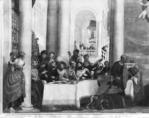 Az étkezés Simon farizeus házában, részlet a bal oldalról, 1570 alkotó: Paolo Veronese