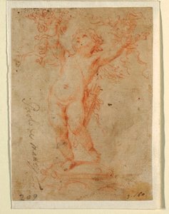 Rajz, Ámor virágcsokrokat emelget mindkét karjával, 1710-28