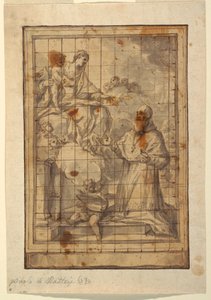 Rajz, Szűzanya és gyermeke dicsőségben, 1600-1700 körül.