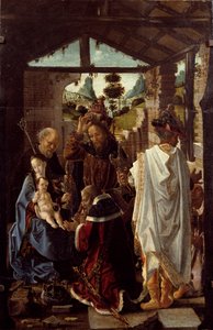 A mágusok imádása. (olaj, fa, 1582 körül) alkotó: Paolo de San Leocadio