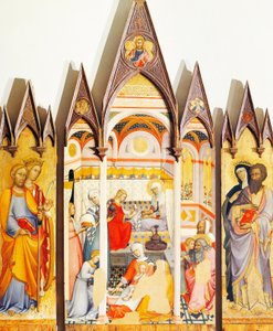 Paolo di Giovanni Fei (1345 körül - 1411 körül) oltárképe a Szűzanya születéséről, tempera, fa alkotó: Paolo di Giovanni Fei