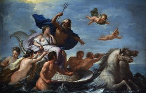 De Matteis, Paolo (1662-1728) Neptunusz és amfitrit diadala Olaj, vászon Barokk Olaszország, Neapoli Iskola Villa Margherita, Bordighera 51x76 festmény