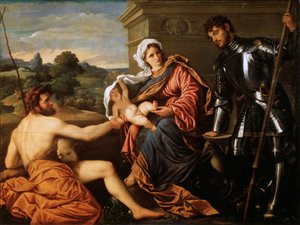Madonna és gyermeke, Keresztelő Szent János és Szent György, 1530-as évek eleje alkotó: Paris Bordone