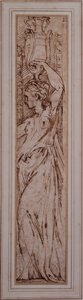 Egy Canephoros profilban balra (toll, tinta és mosás papíron) alkotó: Parmigianino