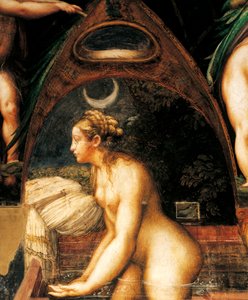 Diana és Actaeon, Francesco Mazzola, Parmigianino (1503-1540) részlete. San Vitale erőd Fontanellatoban, Emilia Romagna államban. alkotó: Parmigianino