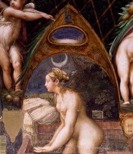 Diana belemerül a tavaszba, a Diana mítoszából és az Actaeonból alkotó: Parmigianino
