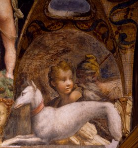 Kutya és vadász, Diana mítoszából és Actaeonból alkotó: Parmigianino