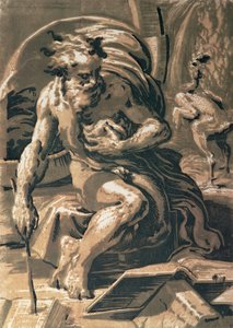 Diogenész, metszet: Ugo da Carpi (1470/80-1532) (chiaroscuro fametszet)