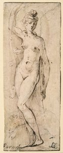 Női alak – Santa Maria della Steccata-tanulmány, Parma (recto) alkotó: Parmigianino
