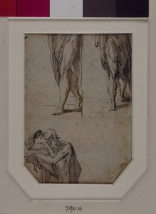 Férfitanulmányok (toll és tinta és mosás papíron) alkotó: Parmigianino