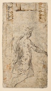 Tanulmány egy térdelő fiatalemberről (fordítva) alkotó: Parmigianino