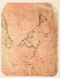 Két térdelő férfi vallásos ruhában (verso) alkotó: Parmigianino