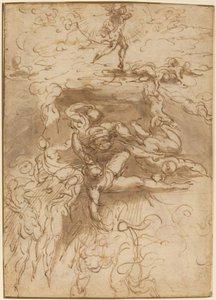A lázadó angyalok bukása [recto] alkotó: Parmigianino