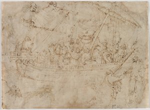 Navicella recto Két hajórajz verso, c. 1410-es évek.