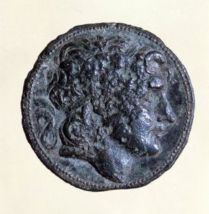 Érme I. Mithridátus (Kr. e. 171 – ie 139), a pártusok királyának képmásával.