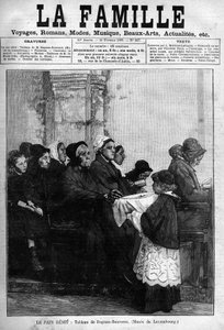 A kenyérbenit 1888-ból, Dagnan-Bouveret festménye nyomán. Az 1888-as „La famille” újság címlapja. alkotó: Pascal Adolphe Jean Dagnan Bouveret