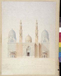 Építészet: Alexandriai mecset főhomlokzati projektje. Egyiptom. Pascal Coste rajza (1787-1879)