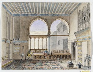 Kilátás a Sheik Jabarti palota belsejére. Pascal Coste (1787-1879) akvarellje, Mediterrán Régészeti Múzeum, Marseille