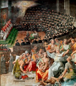 A tridenti zsinat 1545-ben és 1563-ban Pasquale Cati (1550-1620) freskója 1588-1589 Santa Maria templom Trastevere-ben, Róma alkotó: Pasquale Cati