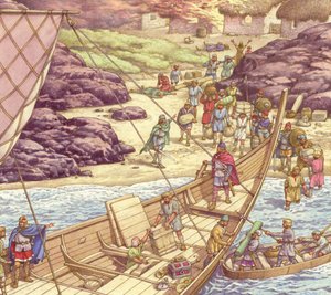 Viking razzia (gouache, papír)