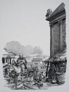 Mellitus püspök (624) megérkezik Londonba (gouache, papír)