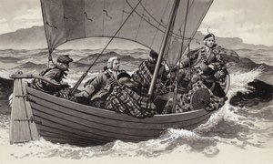 Bonnie Prince Charlie elindul a Skye szigetére (gouache, papír)