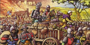 Bar-sur-Seine városának felgyújtása 1359-ben (gouache, papír)
