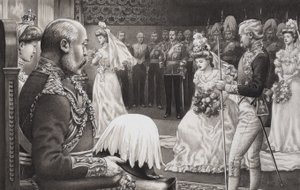 Debütánsok bemutatása VII. Edwardnak (1844-1925) és Alexandra királynőnek (1841-1910) (gouache, papír)