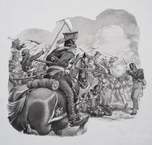 Könnyűlovasság (gouache, papír)