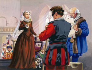 Mária skót királynő lefejezés előtt a Fotheringay kastélyban (gouache, papír)