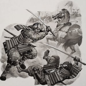 Szamuráj (gouache, papír)