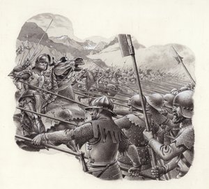 Svájci gyalogság a 15. században (gouache, papír)