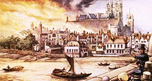 Az 1834-ben tűzvészben elpusztult régi Parlamenti Házak