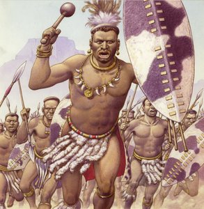 Zulu harcos (gouache, papír)