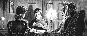 Illusztráció Charles Dickens Nagy várakozások című könyvéhez (toll és tinta)