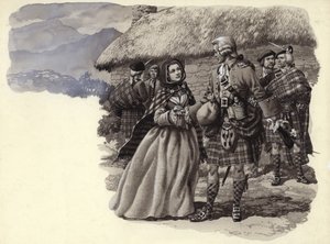 Stuart Károly herceg, az ifjú trónkövetelő és Flora Macdonald (gouache, papír) alkotó: Pat (1907 95) Nicolle