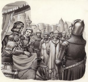 Hat bátor calais-i polgár kivégzés előtt (gouache, papír) alkotó: Pat (1907 95) Nicolle