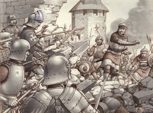 Rodosz 1522-es ostroma (gouache, papír)