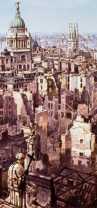 Kilátás a Szent Pál templomból a Blitz alatt