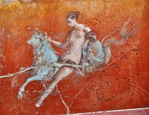 Oplontis, Nápoly közelében, Olaszország (Nápoly, Olaszország): falfestmények a Villa Poppaea-ban - római freskó részlete, mitológiai jelenet Európa elrablása - Római művészet - Fotó Patrice Cartier - alkotó: Patrice Cartier