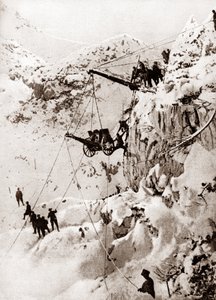 Olasz tüzérségi löveg felállítása egy hegycsúcson, 1914-1918 körül (fekete-fehér fotó) alkotó: Patrice Cartier