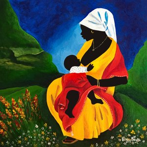 Anyaság, 2019 (akril, fa) alkotó: Patricia Brintle