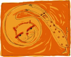 Strega del Tchesal (Chiesale): boszorkány, aki macskává változik, hogy kémkedjen az emberek után. Patrizia La Porta illusztrációja.