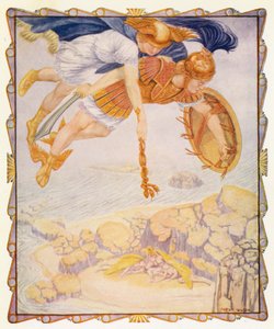 Perseus látja a gorgókat (színes litográfia)