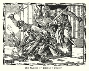 Thomas a Becket meggyilkolása (litográfia) alkotó: Patten (after) Wilson