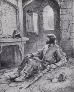 Robert, Bruce a pókkal, amely arra inspirálta, hogy újra megpróbálja legyőzni az angolokat (litho)