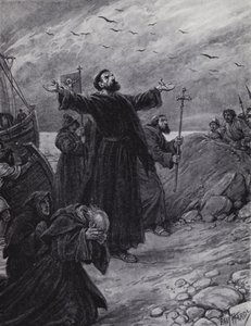 Szent Ágoston Kentbe érkezik, Kr.u. 597 (litho)