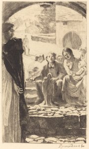 Pierre a Szűzanyát másolja a Marly-templom portáljáról Pierre Copie la Vierge..., 1885. alkotó: Paul Albert Besnard