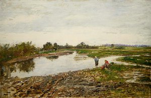 Táj három figurával (olaj, fa) alkotó: Paul Baum